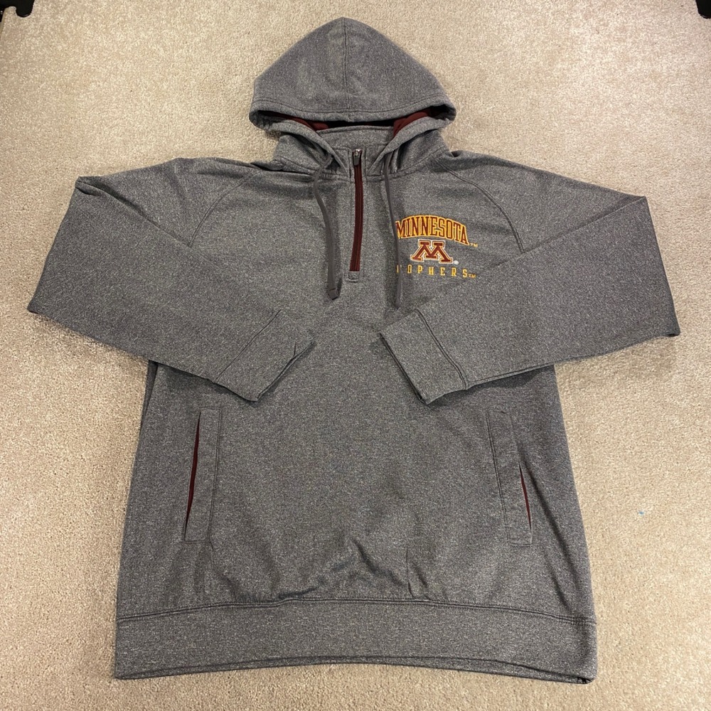 Champion Minnesota Gophers Hoodie Mens Large Grey Quarter Zip Athletic‎